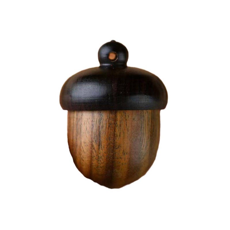 Wooden Travel Pill Case, Log color Solid Wood Medicine Pill Box, Acorn Shape Pill Organizers, Granule Capsules Storage Box Medicine for Outdoor (Pear) - Image 1